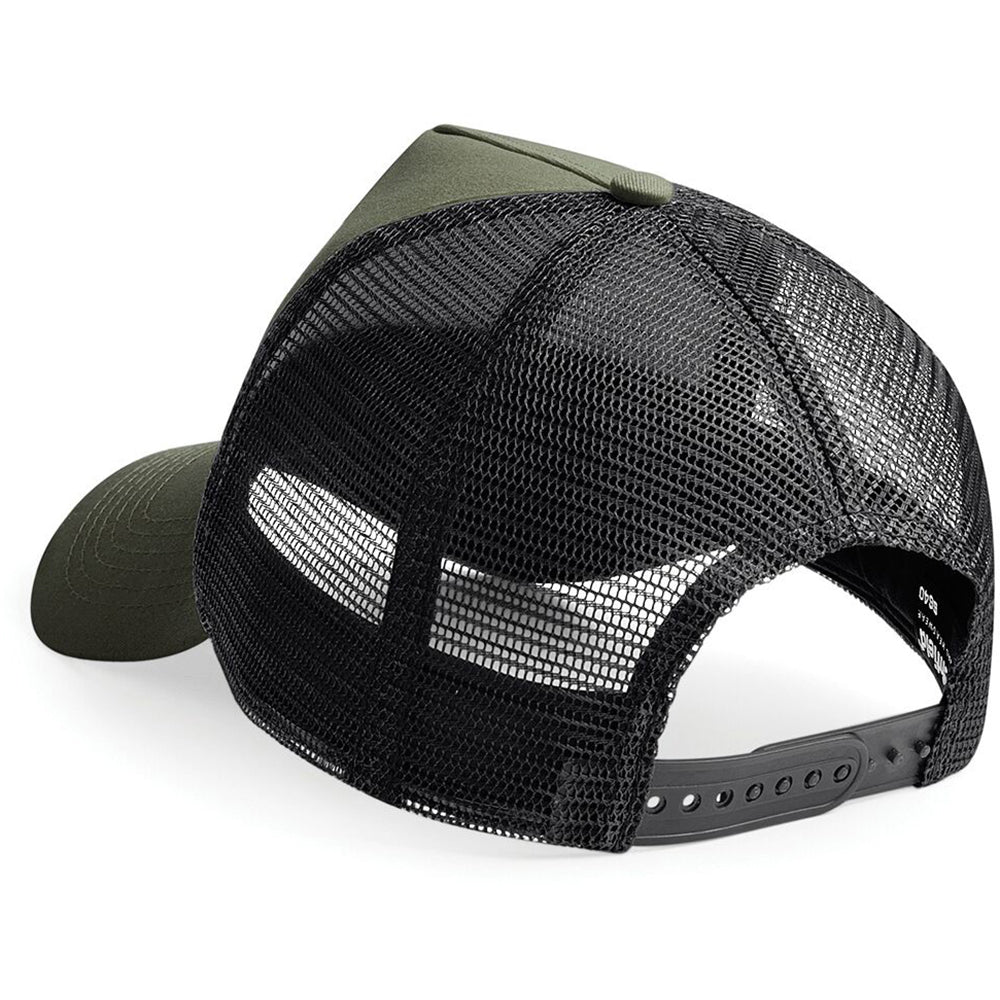 Olive Green-Black - Back - Beechfield Mens Half Mesh Trucker Cap - Headwear