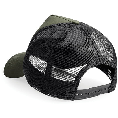 Olive Green-Black - Back - Beechfield Mens Half Mesh Trucker Cap - Headwear