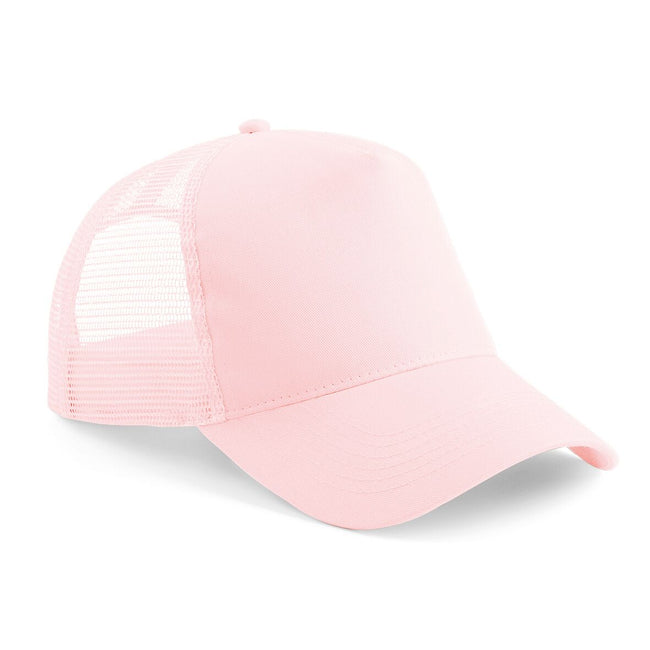Pastel Pink- Pastel Pink - Front - Beechfield Mens Half Mesh Trucker Cap - Headwear