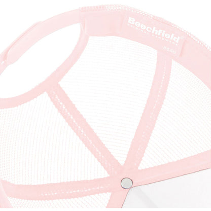 Pastel Pink- Pastel Pink - Side - Beechfield Mens Half Mesh Trucker Cap - Headwear