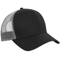 Black- Light Grey - Front - Beechfield Mens Half Mesh Trucker Cap - Headwear