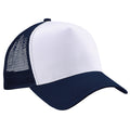 French Navy-White - Front - Beechfield Mens Half Mesh Trucker Cap - Headwear