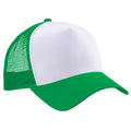 Pure Green-White - Front - Beechfield Mens Half Mesh Trucker Cap - Headwear