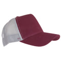 Burgundy- Light Grey - Front - Beechfield Mens Half Mesh Trucker Cap - Headwear