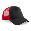 Black-Classic Red - Front - Beechfield Mens Half Mesh Trucker Cap - Headwear