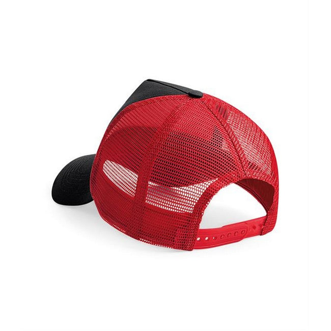 Black-Classic Red - Back - Beechfield Mens Half Mesh Trucker Cap - Headwear