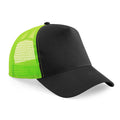 Black-Lime Green - Front - Beechfield Mens Half Mesh Trucker Cap - Headwear