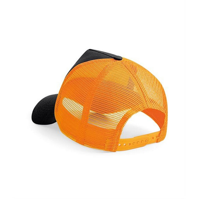 Black-Orange - Back - Beechfield Mens Half Mesh Trucker Cap - Headwear