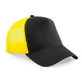 Black-Yellow - Front - Beechfield Mens Half Mesh Trucker Cap - Headwear
