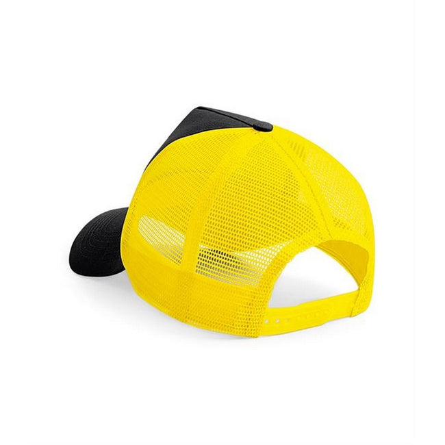 Black-Yellow - Back - Beechfield Mens Half Mesh Trucker Cap - Headwear