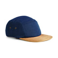 Navy - Front - Beechfield Suede Peak 5 Panel Baseball Cap