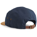 Navy - Back - Beechfield Suede Peak 5 Panel Baseball Cap