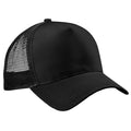 Black - Front - Beechfield Mens Half Mesh Trucker Cap - Headwear