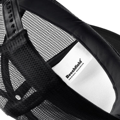 Black-White - Side - Beechfield Vintage Plain Snap-Back Trucker Cap
