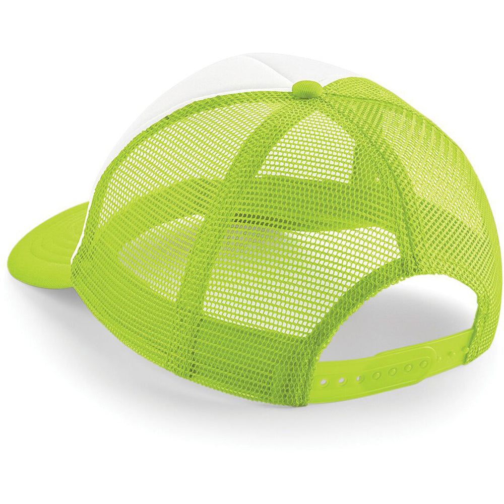 Lime Green-White - Back - Beechfield Vintage Plain Snap-Back Trucker Cap