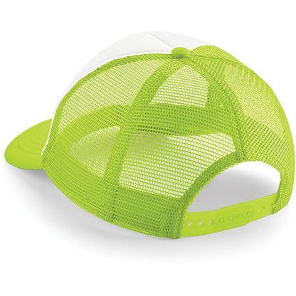 Lime Green-White - Back - Beechfield Vintage Plain Snap-Back Trucker Cap