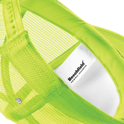 Lime Green-White - Side - Beechfield Vintage Plain Snap-Back Trucker Cap