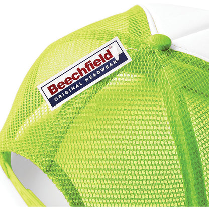 Lime Green-White - Lifestyle - Beechfield Vintage Plain Snap-Back Trucker Cap