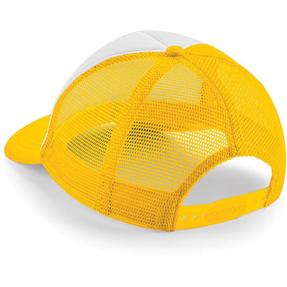 Sunflower-White - Back - Beechfield Vintage Plain Snap-Back Trucker Cap
