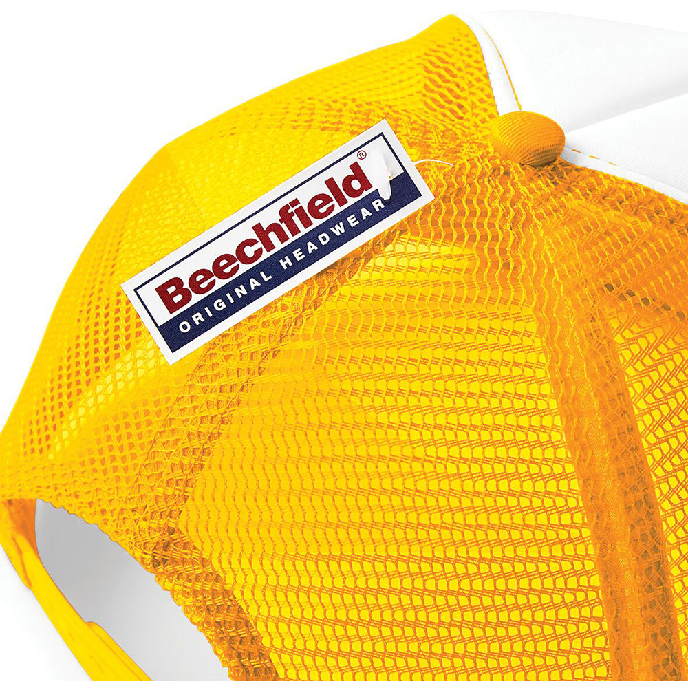 Sunflower-White - Lifestyle - Beechfield Vintage Plain Snap-Back Trucker Cap