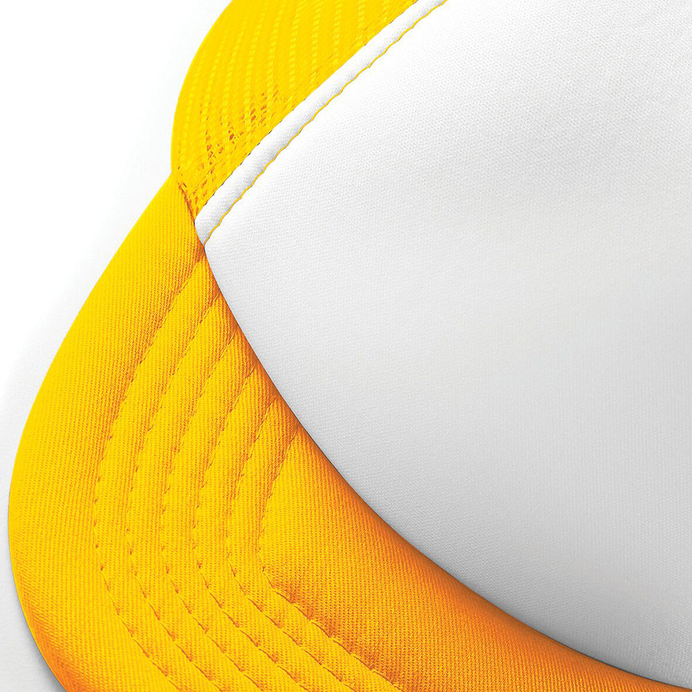 Sunflower-White - Pack Shot - Beechfield Vintage Plain Snap-Back Trucker Cap