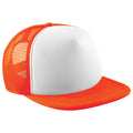 Orange-White - Front - Beechfield Vintage Plain Snap-Back Trucker Cap