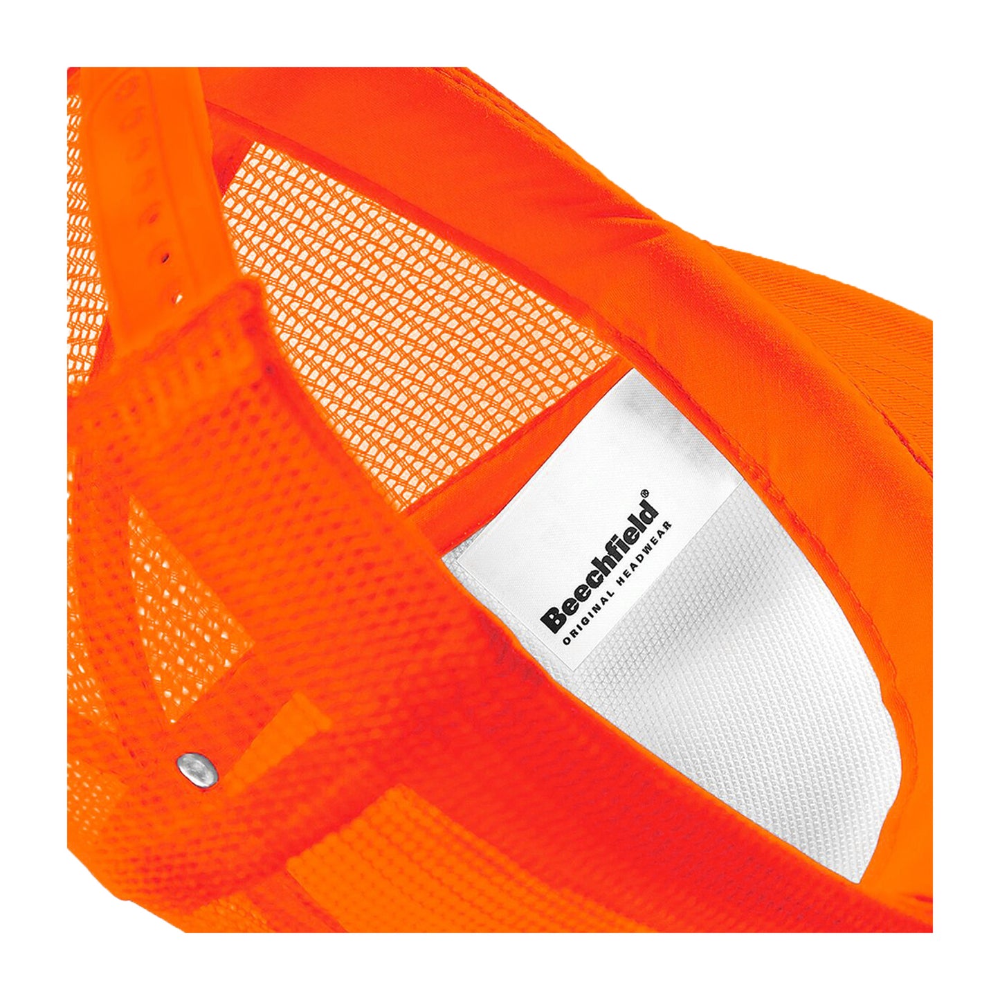 Orange-White - Side - Beechfield Vintage Plain Snap-Back Trucker Cap