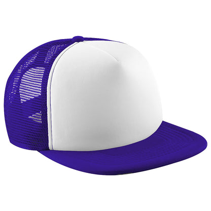 Purple-White - Front - Beechfield Vintage Plain Snap-Back Trucker Cap