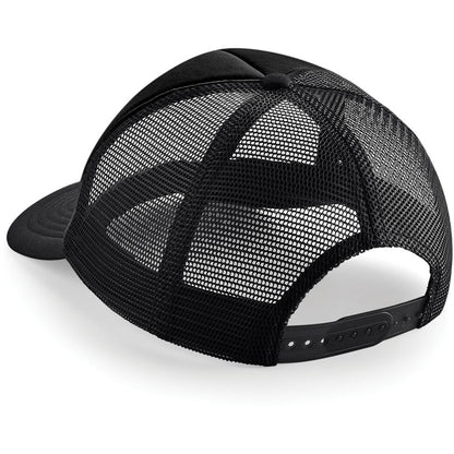 Black- Black - Back - Beechfield Vintage Plain Snap-Back Trucker Cap