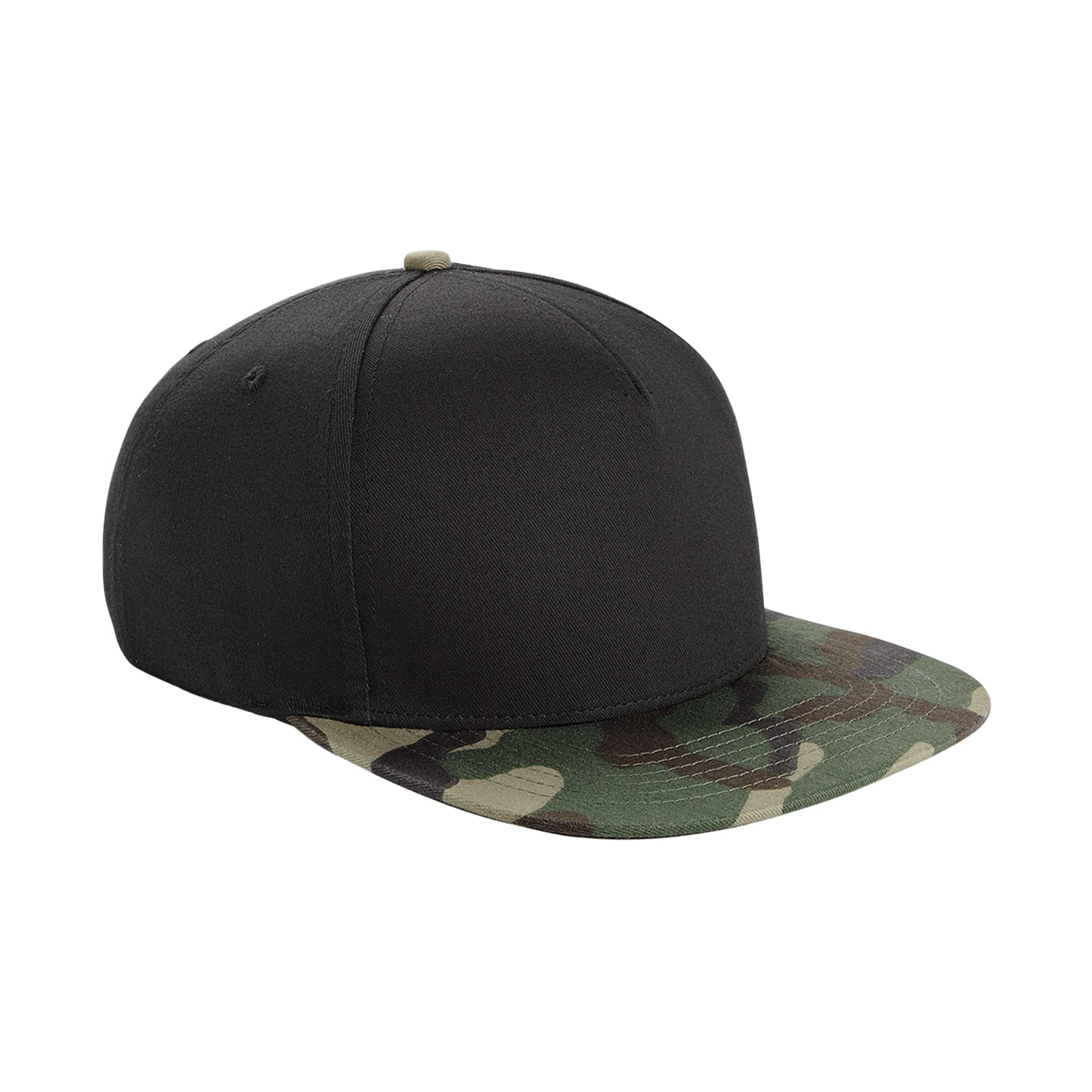 Black- Jungle Camo - Front - Beechfield Camouflage Retro Snapback Cap