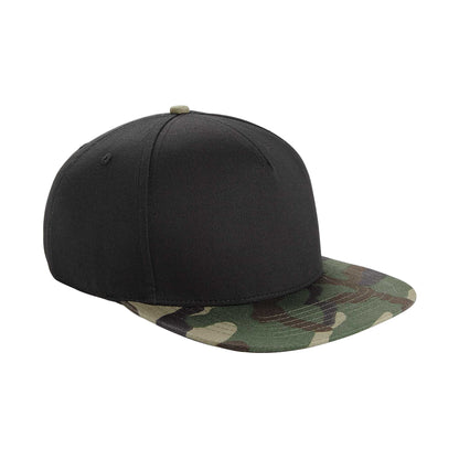 Black- Jungle Camo - Front - Beechfield Camouflage Retro Snapback Cap