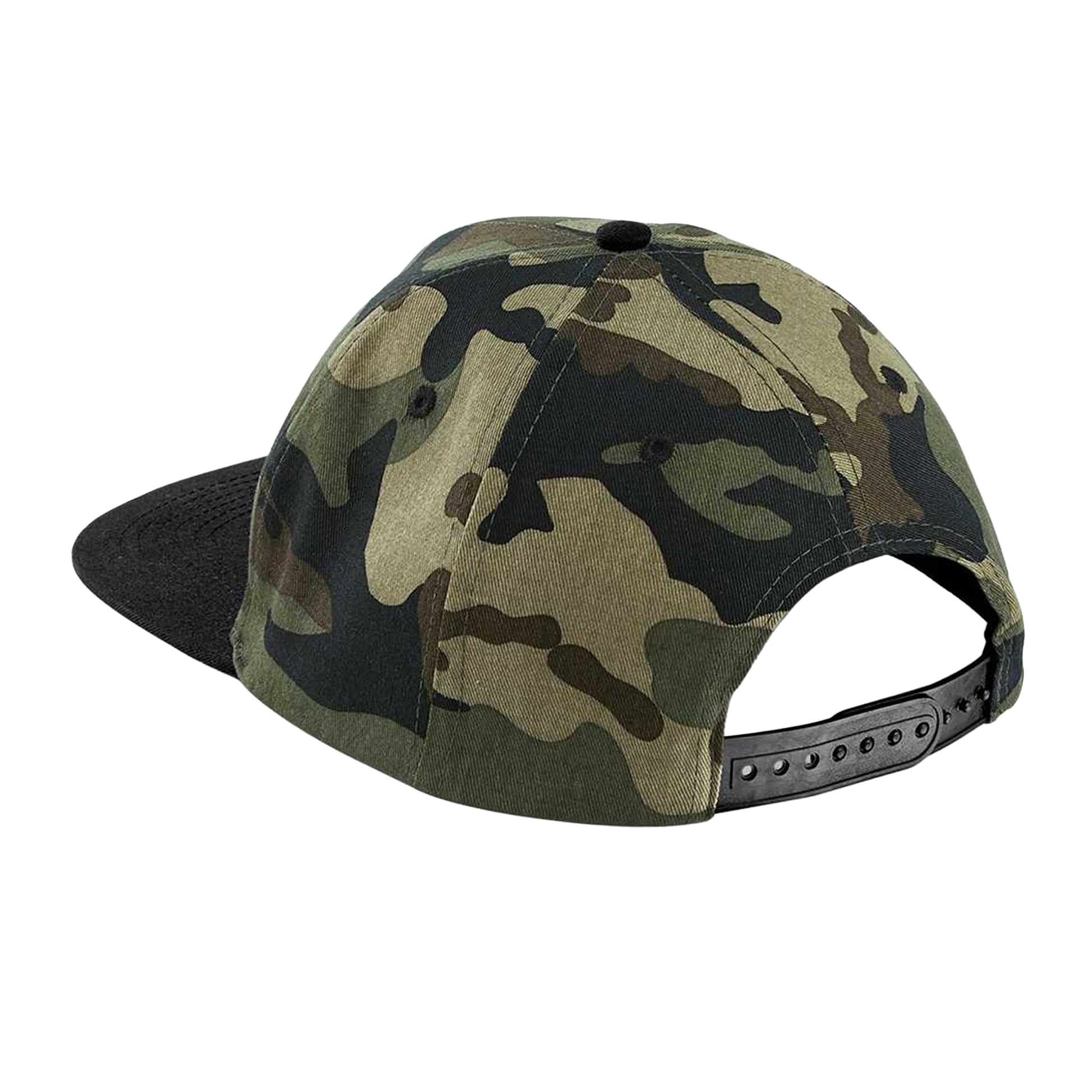 Jungle Camo- Black - Back - Beechfield Camouflage Retro Snapback Cap