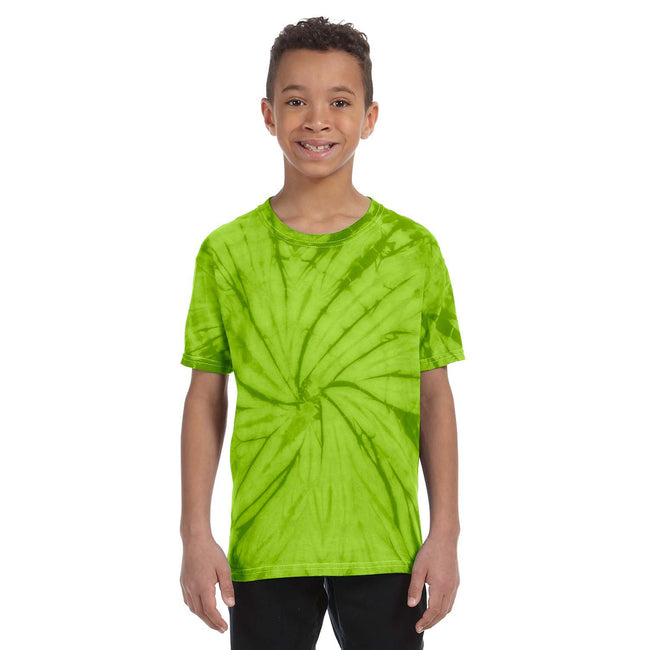 Spider Lime - Back - Colortone Childrens Unisex Tonal Spider Short Sleeve T-Shirt