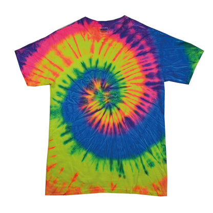 Neon Rainbow - Front - Colortone Womens-Ladies Rainbow Tie-Dye Short Sleeve Heavyweight T-Shirt