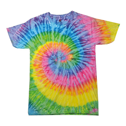 Saturn - Front - Colortone Womens-Ladies Rainbow Tie-Dye Short Sleeve Heavyweight T-Shirt