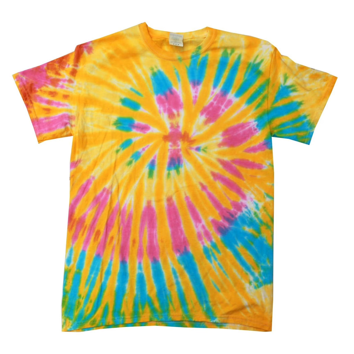 Aurora - Front - Colortone Womens-Ladies Rainbow Tie-Dye Short Sleeve Heavyweight T-Shirt