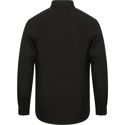 Black - Back - Henbury Mens Wicking Long Sleeve Work Shirt