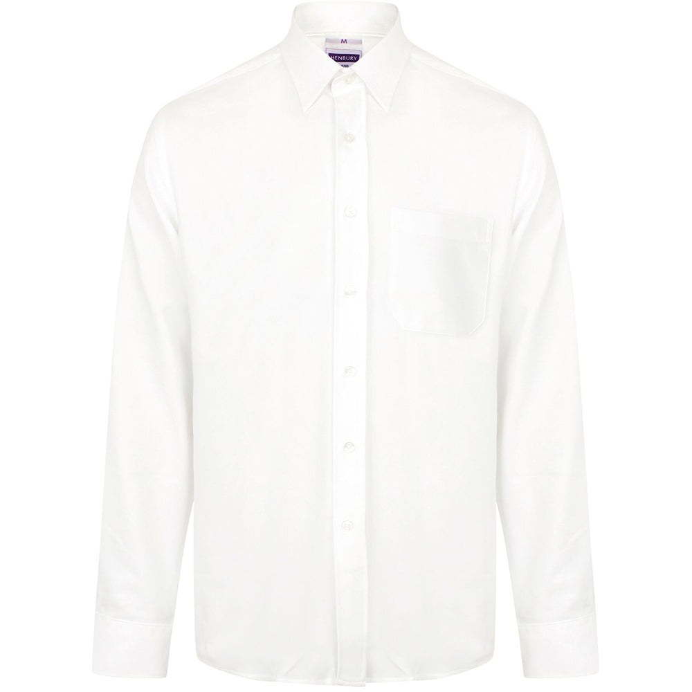 White - Front - Henbury Mens Wicking Long Sleeve Work Shirt