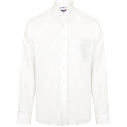 White - Front - Henbury Mens Wicking Long Sleeve Work Shirt
