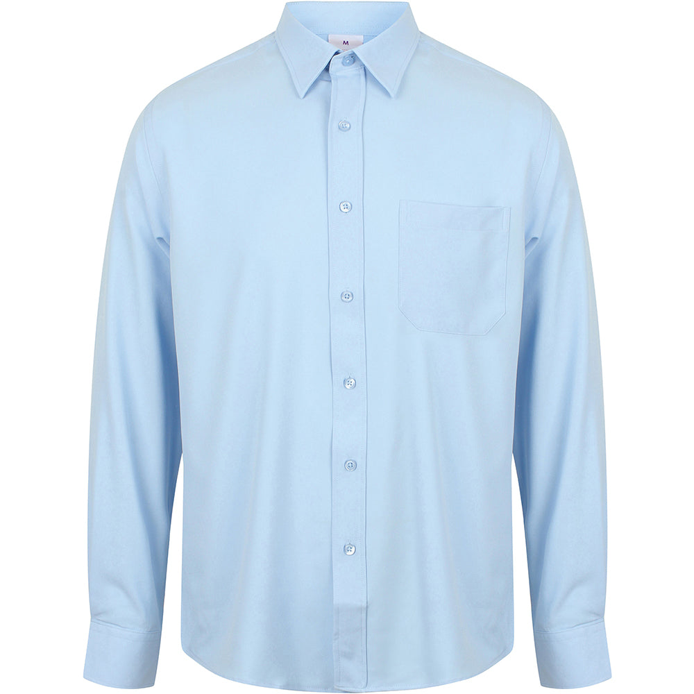 Black - Pack Shot - Henbury Mens Wicking Long Sleeve Work Shirt