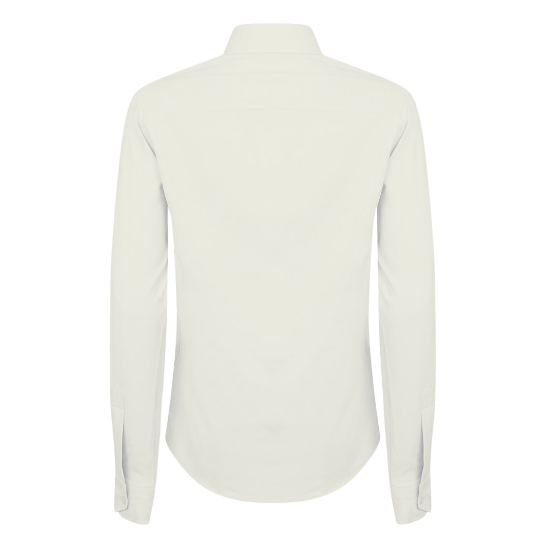 White - Back - Henbury Womens-Ladies Wicking Long Sleeve Work Shirt