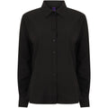 Black - Pack Shot - Henbury Womens-Ladies Wicking Long Sleeve Work Shirt