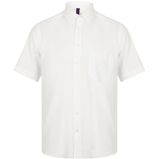 White - Front - Henbury Mens Wicking Short Sleeve Work Shirt