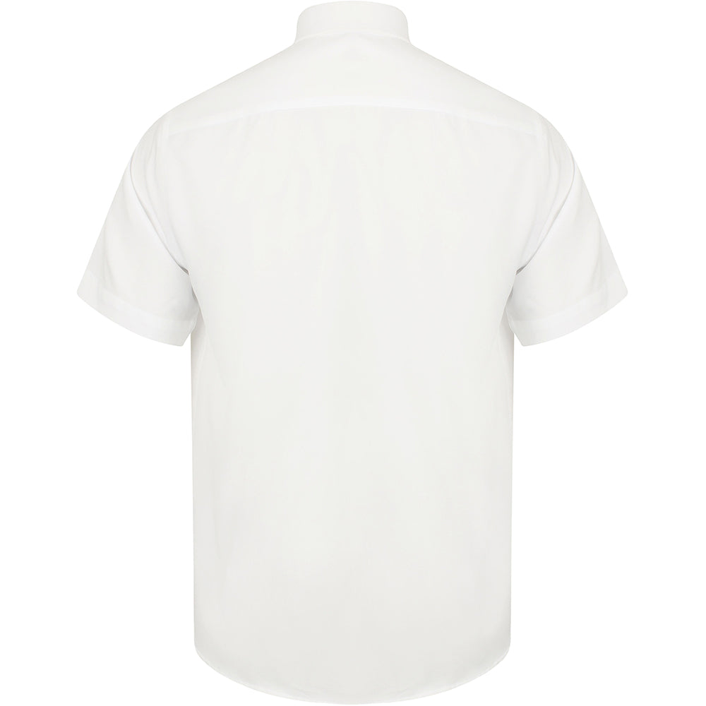 White - Back - Henbury Mens Wicking Short Sleeve Work Shirt