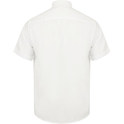 White - Back - Henbury Mens Wicking Short Sleeve Work Shirt
