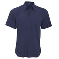 Navy - Front - Henbury Mens Wicking Short Sleeve Work Shirt
