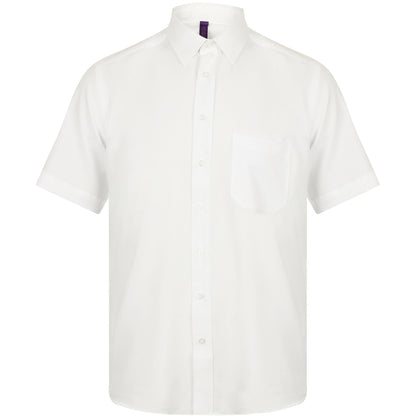 White - Side - Henbury Mens Wicking Short Sleeve Work Shirt
