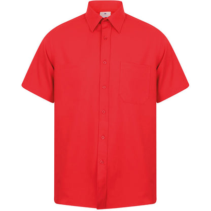 Black - Pack Shot - Henbury Mens Wicking Short Sleeve Work Shirt