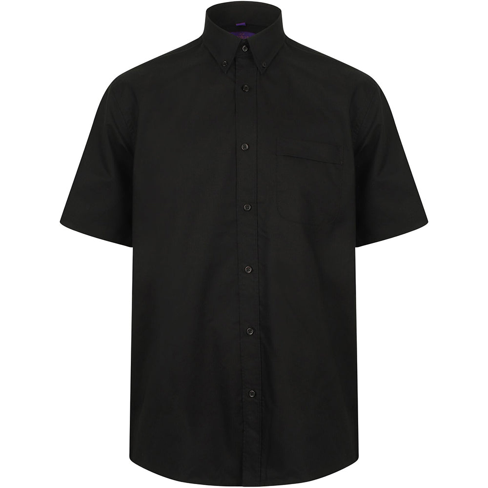 Black - Front - Henbury Mens Wicking Short Sleeve Work Shirt