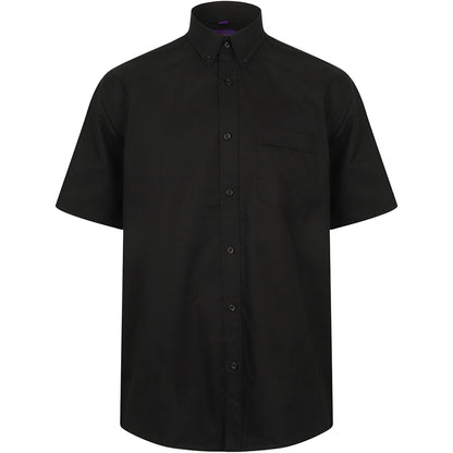 Black - Front - Henbury Mens Wicking Short Sleeve Work Shirt